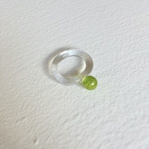 Lime Yellow Dot Glass Ring